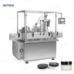 Автоматична въртяща се линия за пълнене на буркани за козметичен крем, запечатваща винтова капачка