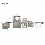 Автоматична линия за пълнене на малки козметични бутилки, запушване, запушване, етикетираща линия
