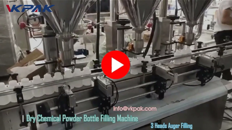 Автоматична машина за пълнене на бутилки с прах с три глави
